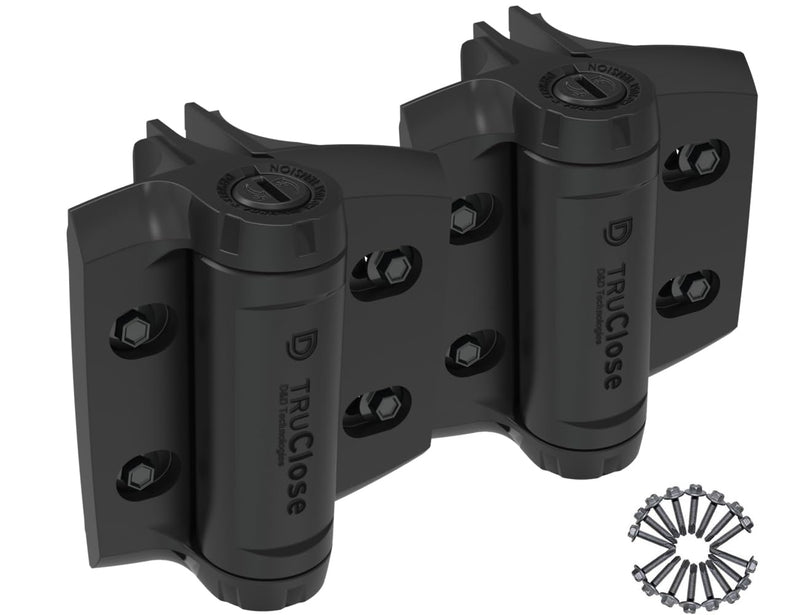 D&D TCHDRND1S3 TruClose Heavy Duty Round Post Gate Hinge, Black, 2 pcs