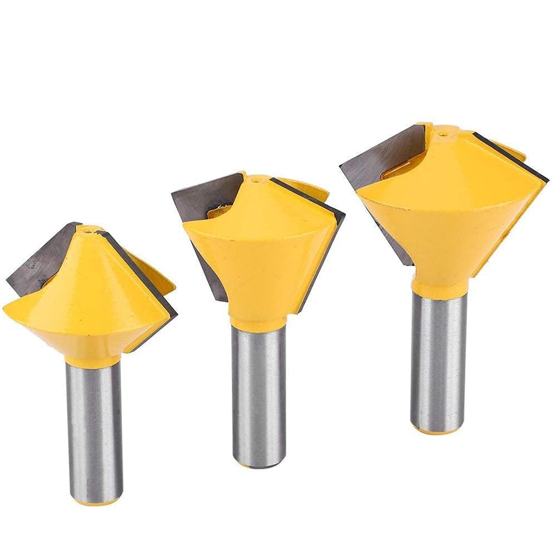 3pcs/Set Router Bit, 1/2" ShankBird's Mouth Glue Joint Woodworking Milling Cutter for Boxes Drawers Chests