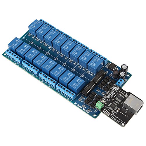RJ45 Port Ethernet Control Module with 16-Channel Relay LAN WAN Network Web Server Network Ethernet Relay Control
