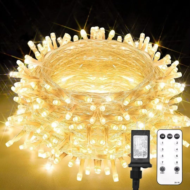 suddus Led String Lights Outdoor Indoor, 33FT 100 Led Fairy Lights Plug in, Christmas Twinkle Lights for Bedroom, Home, Door, Room, Classroom, Dorm, Yard, Party Decorations Warm White 100LED