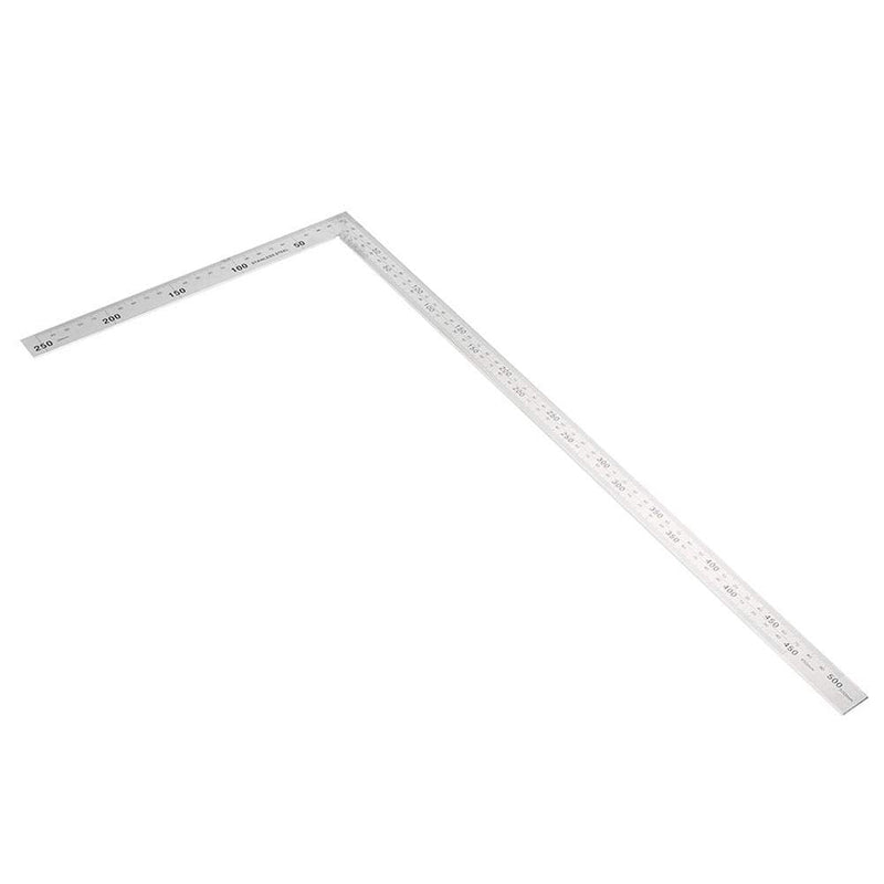 Oumefar Metal Square Ruler Double-Scale Protractor Angle Ruler L-Shaped Framing Square Ruler Stainless Steel Angle Measuring Tool(500mm*250mm)