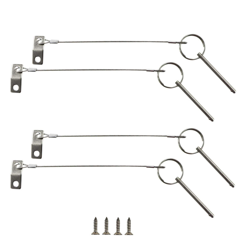 NRC&XRC Full 316 Stainless Steel Bimini Top Ball Pin with Lanyard Dia 3/16", Length 2.5", Usable Length 2", Bimini Top Pin, Marine HardwareBimini Top Pin, Marine Hardware 4 Pack 4PCS