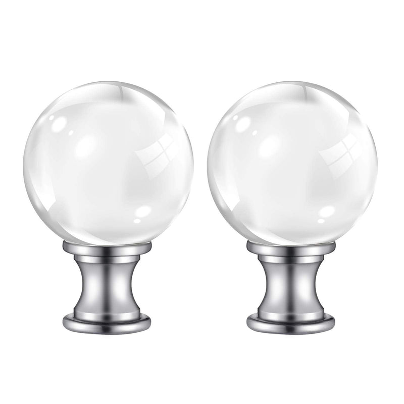 【2 Pack】PEESIN Lamp Finials, 1/4-27 Inch Threaded Base Glass Ball Lamp Finials Decorative, Finials for Lamps with Chrome Base, Lamp Shade Screw Cap for Table or Floor Lamps Clear Glass Finials
