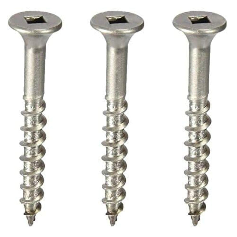 #10 x 1-5/8" Marine Grade Type 316 Stainless Steel Deck Screw Internal Square Drive, Bugle Head (Quantity: 100) Type 17 Wood Cutting Point, 1-1/8" of Thread Length, #10 Diameter, 1-5/8" Screw Length Length: 1-5/8"
