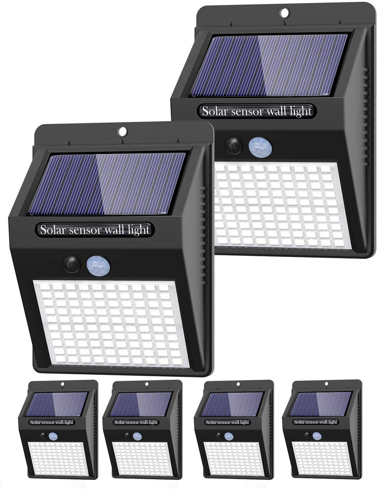 6 Pack Solar Lights Outdoor, 3 Modes/100LED Solar Security Lights Wireless IP65 Waterproof Solar Motion Lights Outdoor Solar Wall Lights Outdoor Lights for Front Door, Backyard, Garage, Deck… Cool White A -6 Pack