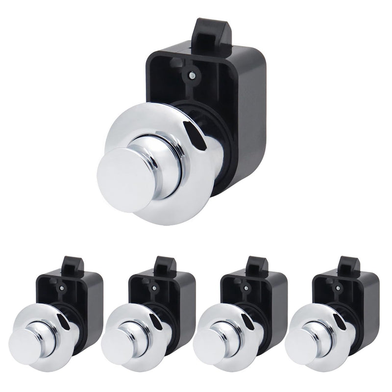 Purocean 5sets metal push button cabinet latch lock catches knob for RV caravan marine boats yachts drawers (Chrome)