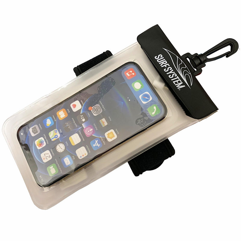 SURF SYTSTEM Floating Waterproof Pouch, w/Neoprene Armband + Audio Jack for Smartphone + Screen Touch Functionality - Drybag Case, iPhone, Android for Surfing, Bodyboarding, Fishing, Boating, Kayaking