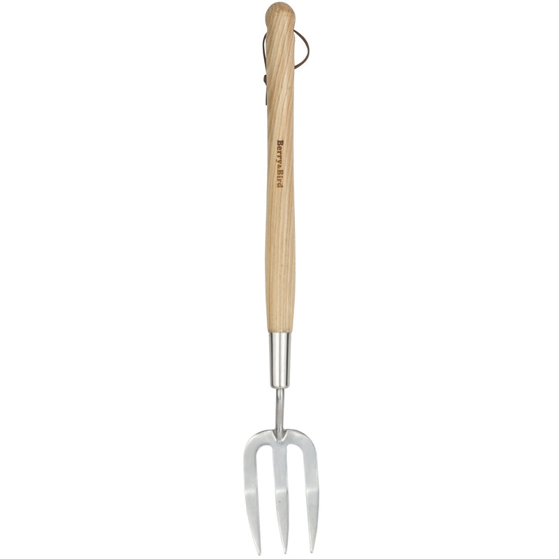 Berry&Bird Gardening Hand Fork, 22.6 Inches Long Handled Stainless Steel Weed Fork, Traditional Garden Hand Fork Tool with Ergonomic Ash Wood Handle for Weeding, Digging, Planting and Cultivating - NewNest Australia