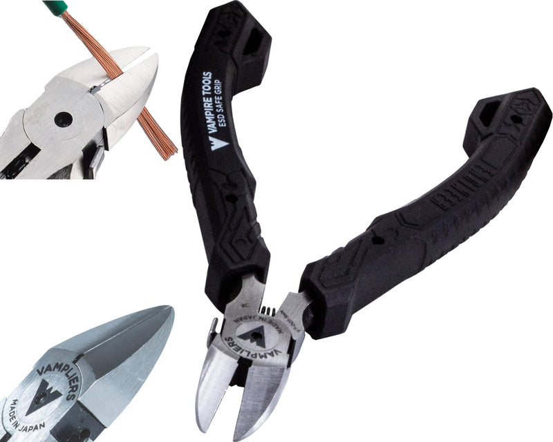 VAMPLIERS 4.75" Precision Flush Cutters. Made in Japan. Professional Grade Side Cutting Pliers Mini Nippers. For Circuit Board Work, Clean Wire Cutting, Electronic Repairs.