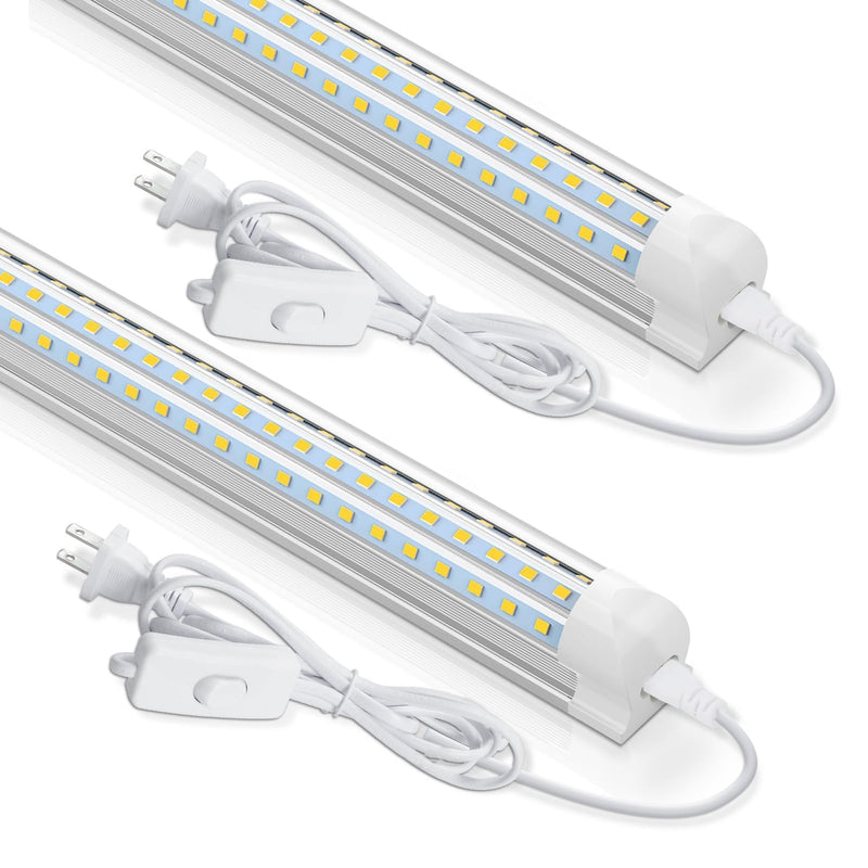 CNSUNWAY 2FT LED Shop Light, 24W 5000K Utility T8 LED Light Fixture, 3600LM Super Bright, D Shape, High Output, Linkable LED Light Tubes for Room, Garage, Workbench, Plug and Play, 2 Pack Daylight White 2 Feet