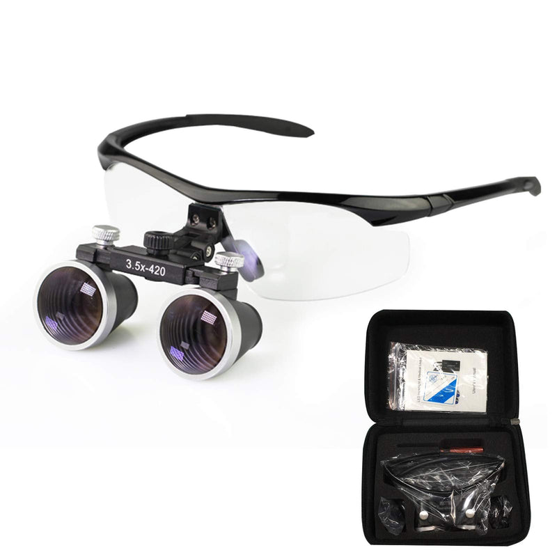 Dental Binocular Loupes 3.5 x 429mm Magnifier (Black) Black
