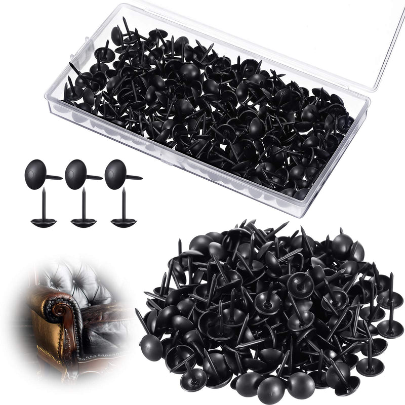 Black Upholstery Tacks, 7/16 Inch Decorative Furniture Tacks Black Thumb Pins Upholstery Nails with Storage Box for Upholstered Furniture Cork Board DIY Project Home Decor 11 x 17 mm(Black,200 Pcs) 200