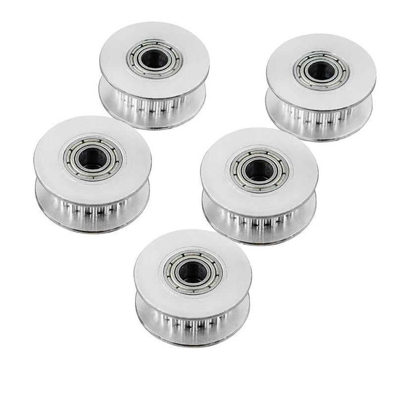 5PCS GT2 Idler Pulley 5mm Bore, FBHDZVV Bearing 20 Teeth Aluminum 6mm Width Timing Belt Idler Pulley Wheel for 3D Printer 6mm Width Timing Belt 5mm teeth
