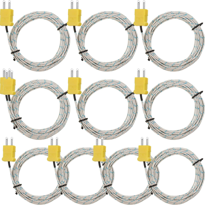 10 Pieces 3 Meters K Type Mini-Connector Thermocouple Temperature Probe Sensor K Type Thermocouple Wire Temperature Sensing Line Measure Range -50 to 400 Celsius, Compatible with TM902C/ TES1310 10