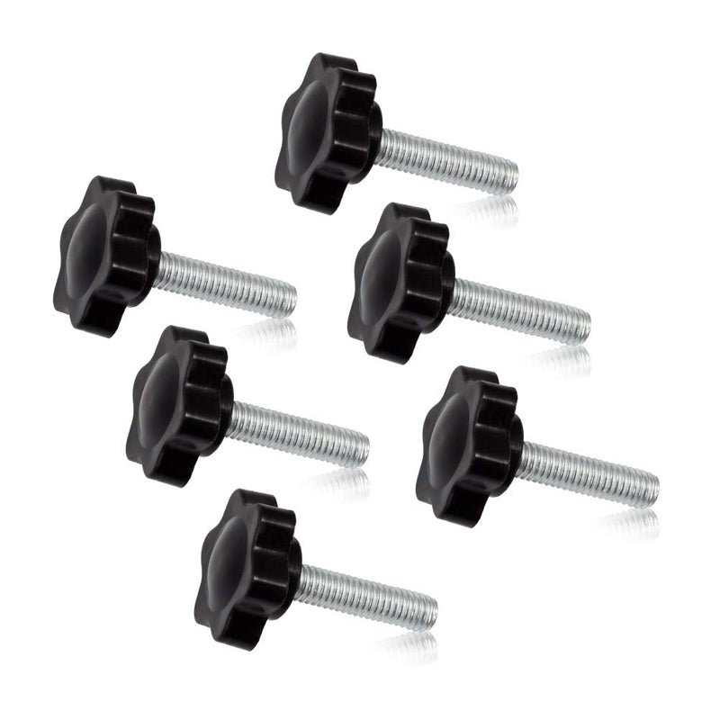SPEEDWOX 6 Pcs Clamping Screw Knob M6 x 25 Plum Hex Shaped Hand Knobs Knurled Thumb Screw Handle Clamping Knob Male Thread Metric Thread M6*25