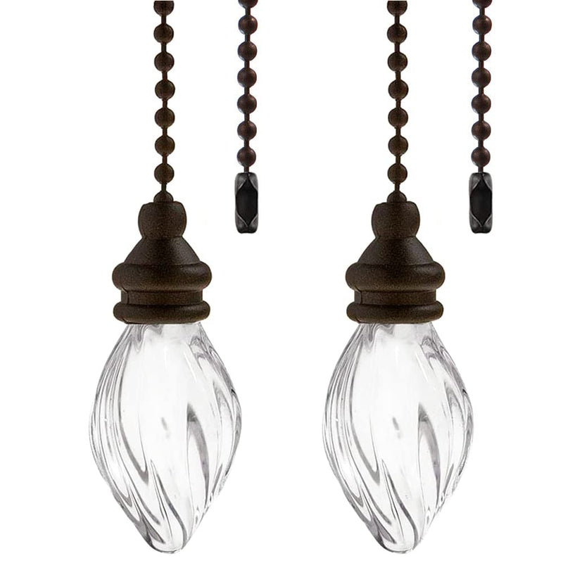 Ceiling Fan Pull Chains Ornaments 12 Inches Light Pull Chains with Acrylic Pendant Decorative Extensions for Ceiling Light Lamp Fan Chain(Bronze) 2 Pcs Crystal