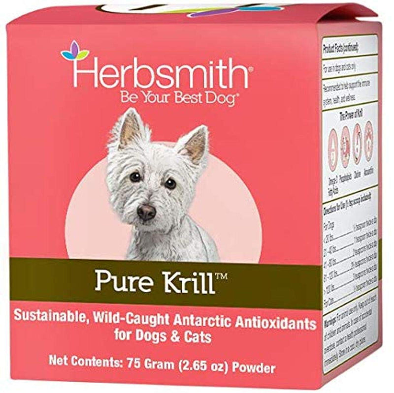 Herbsmith Pure Krill - Wild-Caught Antarctic Krill - Just 1 Ingredient - Astaxanthin for Dogs - Ready-to-Use Omega 3s – Alternative to Krill Oil for Dogs - 75g - PawsPlanet Australia
