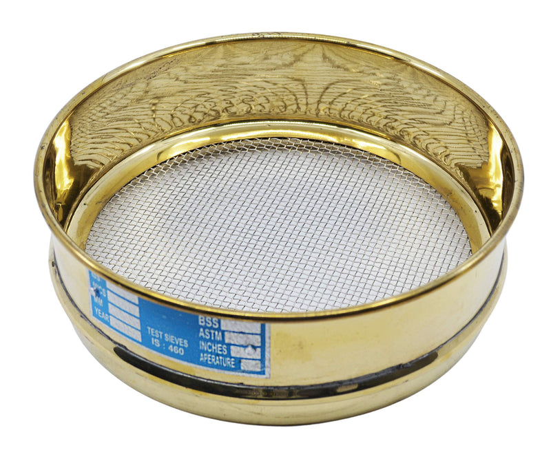 EISCO Test Sieve, 8 Inch - Full Height - ASTM No. 10 (2.0mm) - Brass Frame with Stainless Steel Wire Mesh