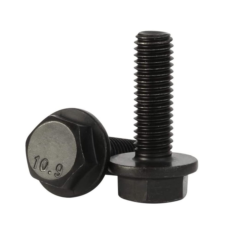 M8 x 20mm Flanged Hex Head Bolts Flange Hexagon Screws, Full Thread, Alloy Steel, Black Oxide Finish, Quantity 20 M8-1.25 x 20mm (20 PCS)