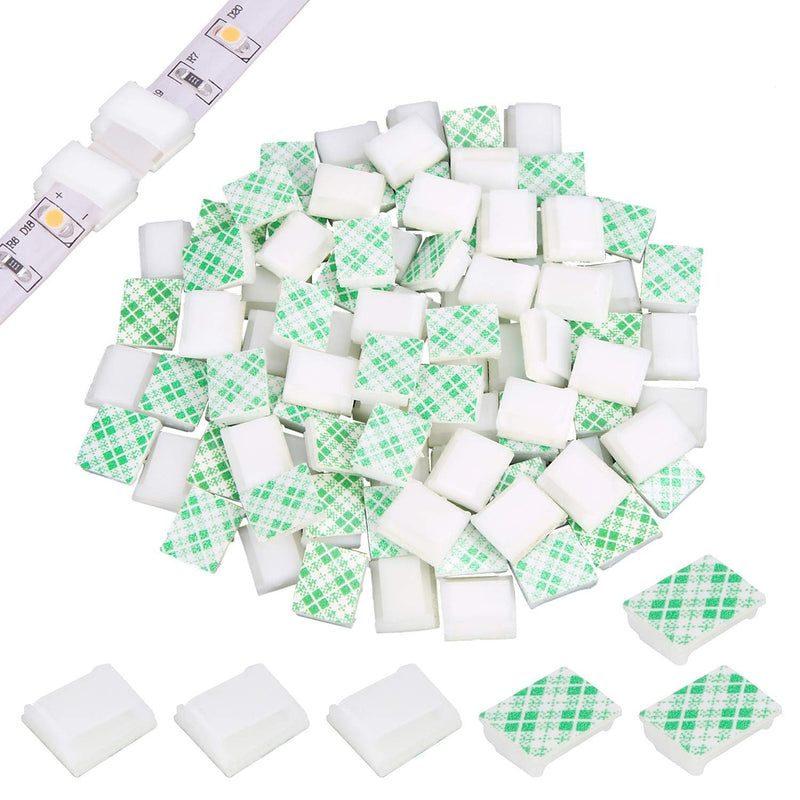 80 PCS Light Strip Mounting Clips White Self Adhesive Led Light Fasteners Mounting Holder Cable Clamp Organizer for 10mm Light Strip (10 mm) 10 mm