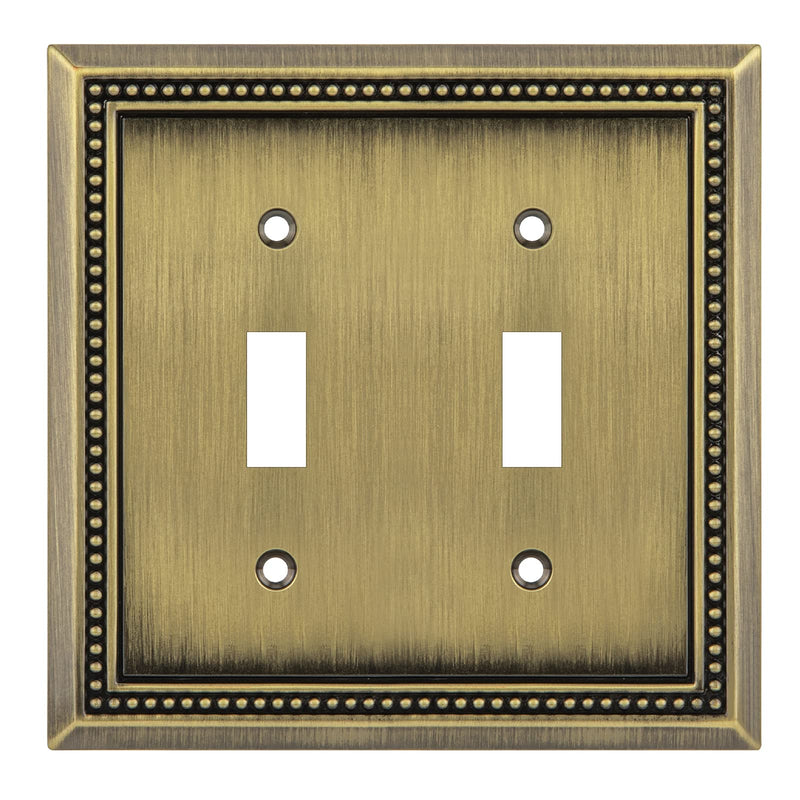 Henne Bery Sunken Pearls Heavy Duty Decorative Wall Plate Switch Plate Outlet Cover (Double Toggle, Antique Brass) Double Toggle