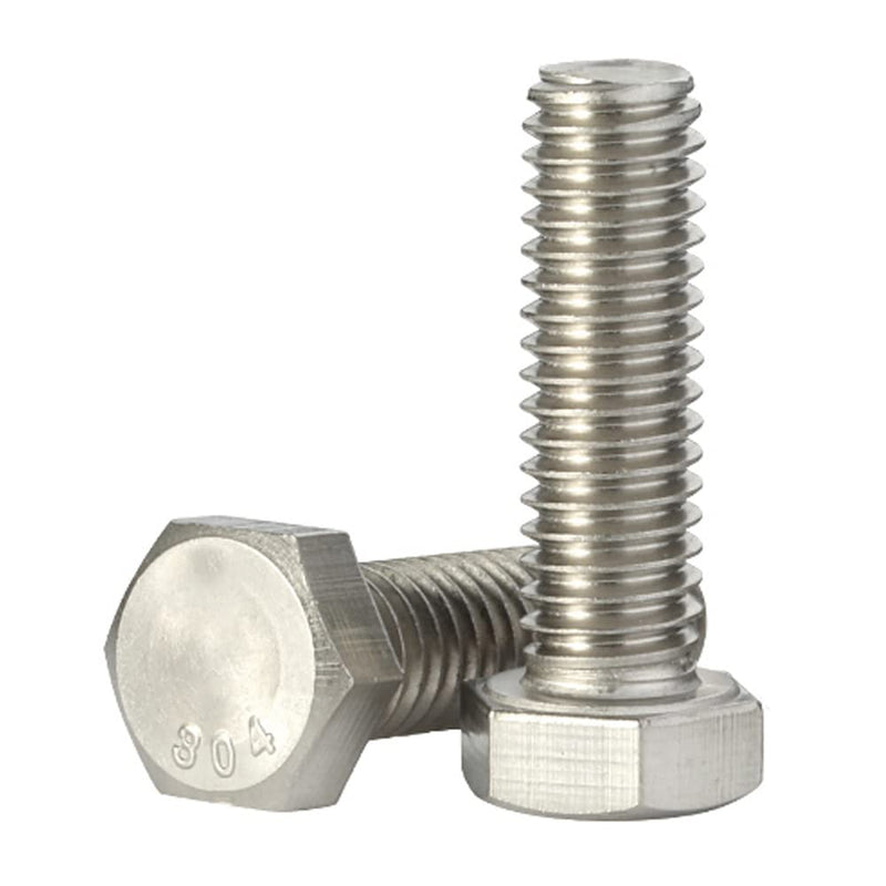 M8-1.25 x 20mm Hex Head Bolts Hexagon Screws, 304 Stainless Steel 18-8, Plain Finish, Fully Threaded, 25 PCS M8 x 20mm