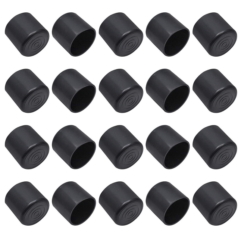 20Pcs Round Rubber Furniture Leg Caps 1"/25mm Vinyl Flexible Chair Leg Floor Protectors/Covers Plastic End Caps for Patio/Indoor Furniture Leg Caps Railing (Black) 1 Inch 20