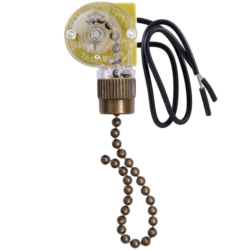 Ceiling Fan Switch Zing Ear ZE-109,Two-Wire On-Off Light Switch for Hunter Ceiling Fans Lamp and Wall Lights Replacement (Bronze Pull Chain) Bronze