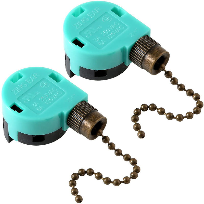 Ceiling Fan Switch Zing Ear ZE-268S6, 3 Speed 4 Wire Speed Control Pull Chain Cord Appliances Switch Replacement Parts Compatible with Hunter Ceiling Fans Wall Lamps (Bronze) Bronze