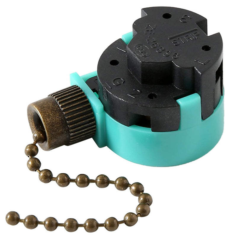 Ceiling Fan Switch ZE-268S6 3 Speed 4 Wire Bronze Zing Ear For Ceiling Light Fans Lamps and Wall Lights Pull Chain Switch Replacement On-Off with Pull Chain,1 Pack