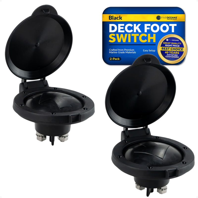 Five Oceans Marine Anchor Windlass Deck Foot Switch Heavy Duty Covered, Black 4 inches 2 Pack