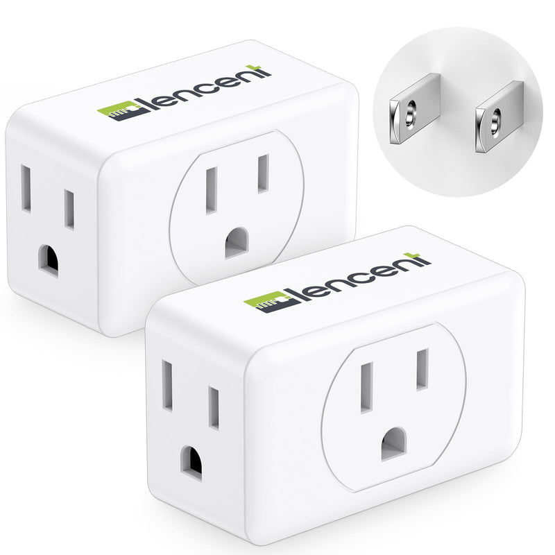 LENCENT 3 Prong to 2 Prong Adapter, Plug Extender, Wall Plug Splitter with 3 AC Outlets, Travel Power Adaptor for US to Japan Japanese Philippines-Type A, Cruise Ship Approved, 1875W Max, 2 Pack 2 Packs