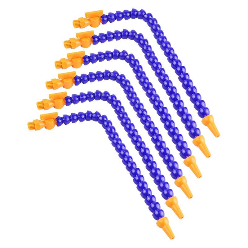 Pack of 6 Round Plastic Flexible Water Oil Coolant Pipe Hose 1/4PT Adjustable with Switch，for Lathe, Milling,Water Cooling System