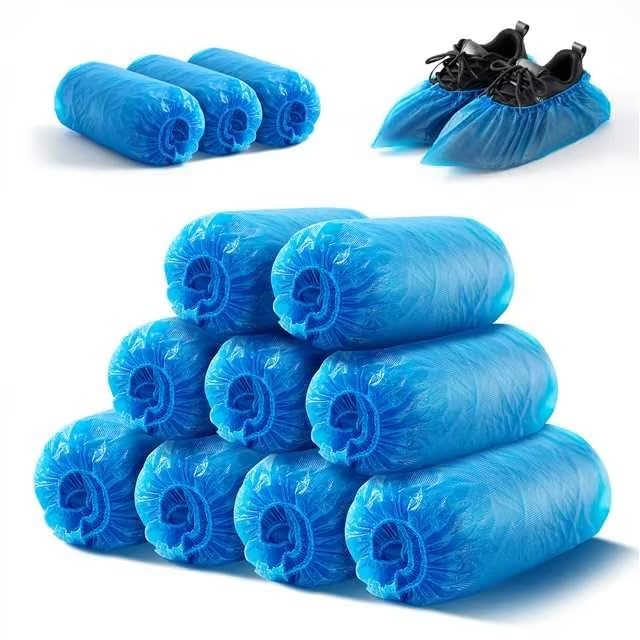 HUADYMEET Shoe Covers Disposable Non Slip For Indoors 100Pack(50 Pairs) Waterproof Shoes Protector Cover Durable Boot Booties Covers Fits up to size 11 US Men and 13 US Women,Large,Blue Blue
