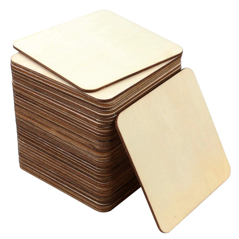 40Pcs Unfinished Laser Engraving Carving Blank Wood Pieces for Painting, Coasters, DIY Arts Craft Project, Staining and Decorations