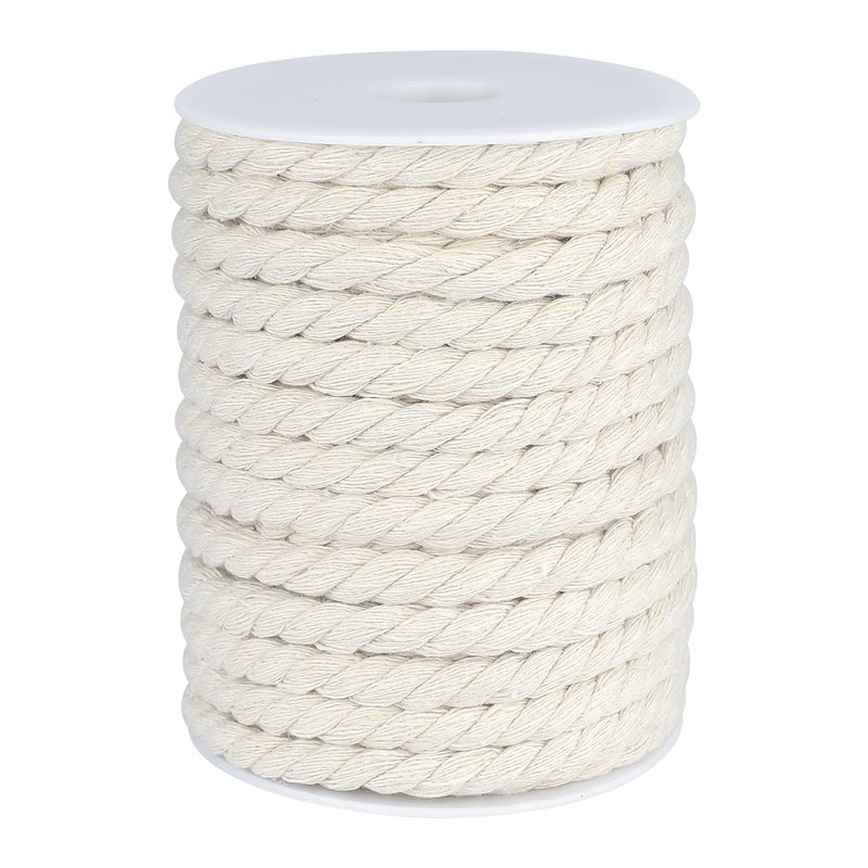 jijAcraft 1/3 Inch Nautical Cotton Rope Crafts, 8mm x 65Feet Clothes line Rope for Outdoor,3 Ply White Rope Cord Unbleached Rope, Macrame Cord Rope for Clothesline, Baskets, Hangings Pots, Pet, Toys 8mm x 65 ft