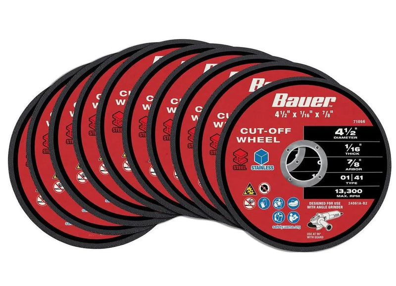 BAUER 4-1/2 In. 40 Grit Metal Cut-Off Wheel 10 Pk.