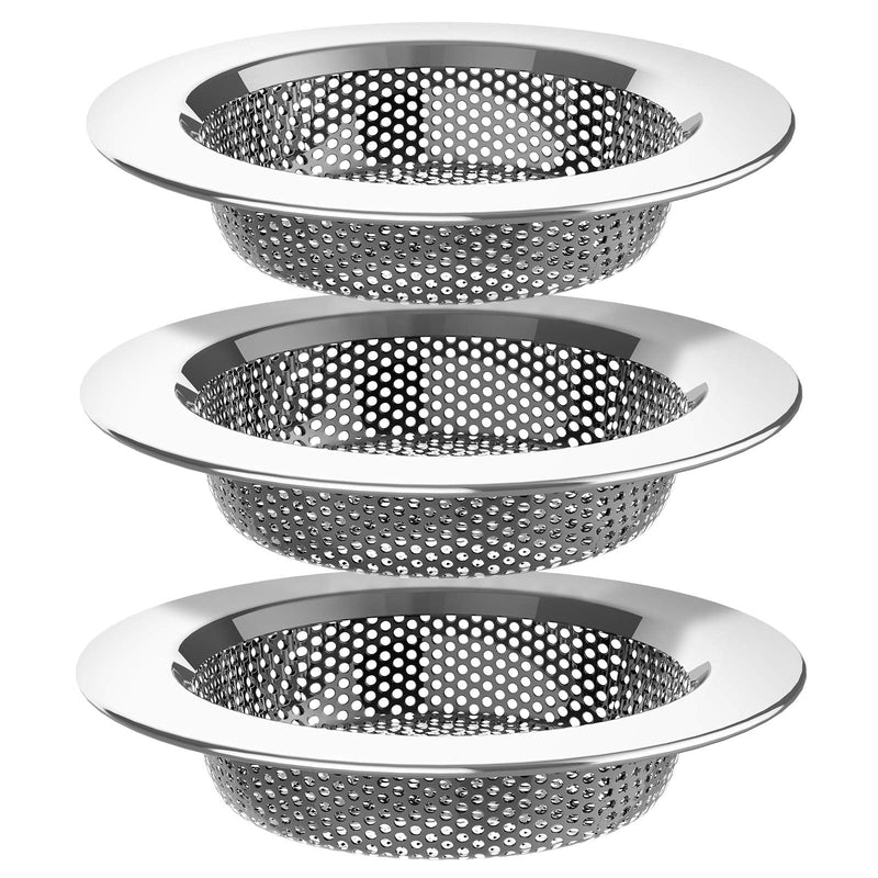 MR.SIGA Kitchen Sink Strainer, Stainless Steel Sink Drain Strainer, Dishwasher Safe, Outer Diameter 4.4 inch/11.2cm, Inner Diameter 3 inch/7.6cm, Pack of 3 Silver normal