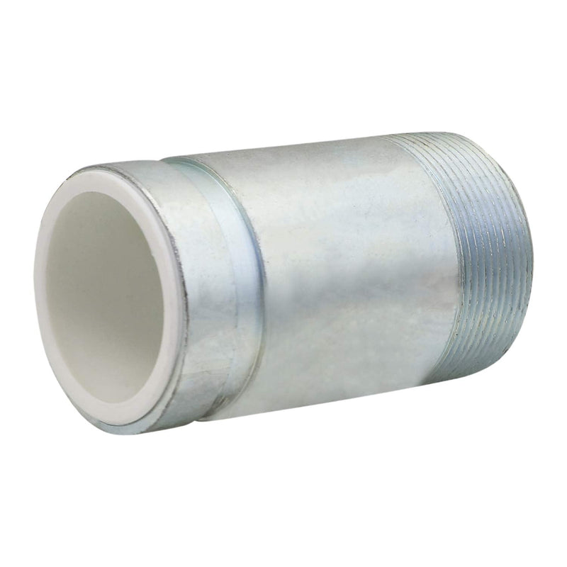 Midline Valve EOUH3060 Dielectric Nipple Pipe Fitting with PEX Lining; 3" MIP x Grooved Connections; 6" Long; Galvanized Steel; Reduces Electrolysis