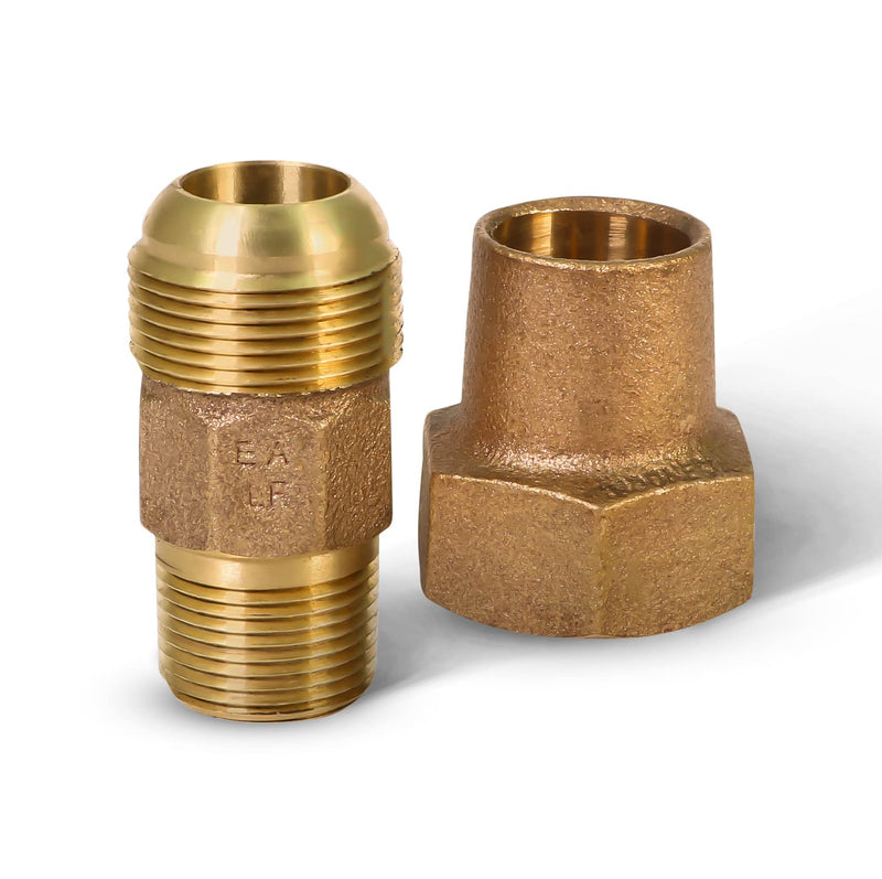Midline Valve XT-BGN0112 Water Service Coupling 1-1/2 Pipe Fitting Bronze, 1-1/2" Flare x MIP