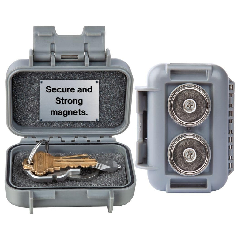 Hide a Key Outside with our Magnetic Box, Our Waterproof Air-Tight Magnetic Key Box for Under Car Stays Secure with 2 Strong Neodymium Magnets Extra Large Grey