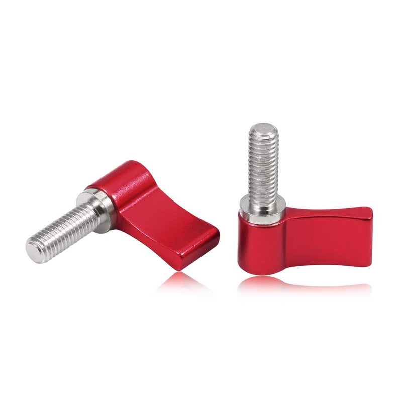 SPEEDWOX 2 Pcs M6 17mm Adjustable Lever Thumb Screw with Single Wing (Red) M6*17 Red