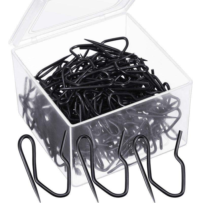 Shappy 120 Pack Drapery Hooks Pins for Curtains, Metal Pinch Pleat Hooks with Clear Box 1.2 Inch for Window Door and Shower Curtain(Black) Black