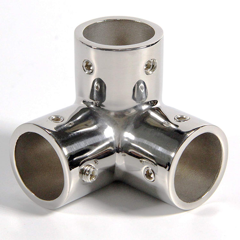 NRC&XRC Stainless Steel Mirror Polished Hand Rail Fitting-90 Degree 1-1/4" 3 Way Corner Elbow,1-1/4 inch Pipe/Tube Hand Rail Tee
