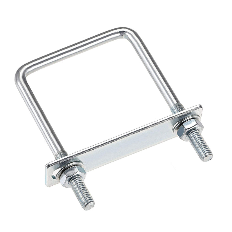 uxcell Square U-Bolts 2-3/4"(70mm) Inner Width Carbon Steel M8 with Nuts, Frame Plate, Round Washers 2 Set 70x120mm(W*L)