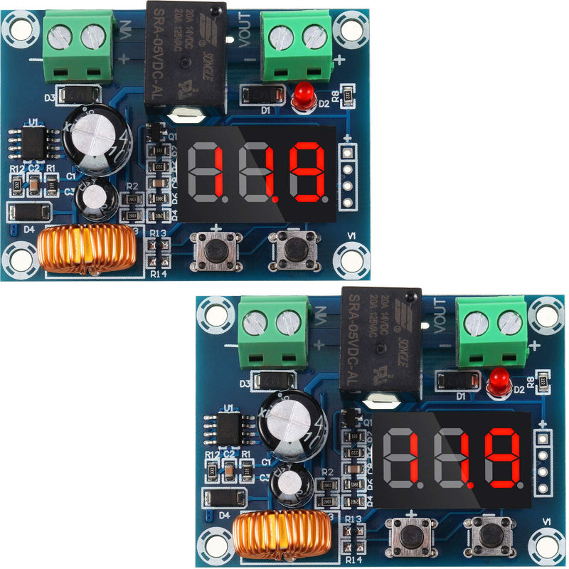 Weewooday DC 12V-36V Voltage Protection Module Digital Low Voltage Protector Disconnect Switch Over Discharge Protection Module Output 6-60V, Low Power Disconnection (2 Pieces) 2