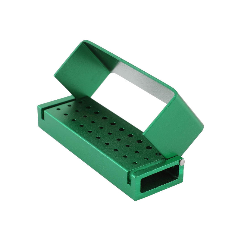 Dental Bur Block Holder Station 30 Holes, Disinfection Bur Organizer with Cover Dentist Burs Case Opening Box Autoclavable for Lab - Easy to Use - Green
