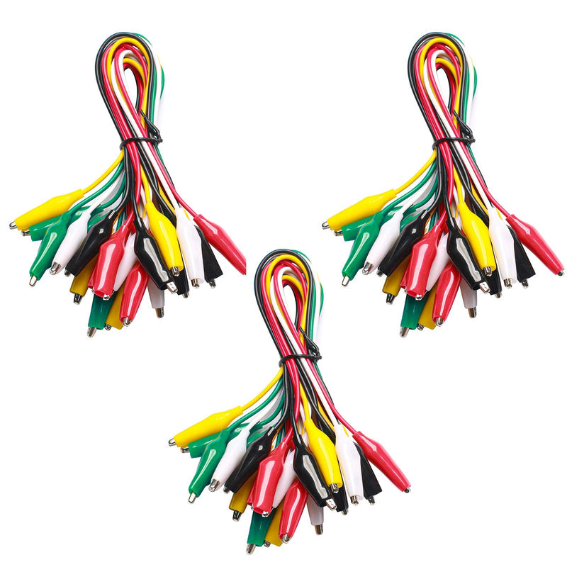 WGGE WG-026 10 Pieces and 5 Colors Test Lead Set & Alligator Clips,20.5 inches / 22 AWG Wire (3 Pack) 3 PACK