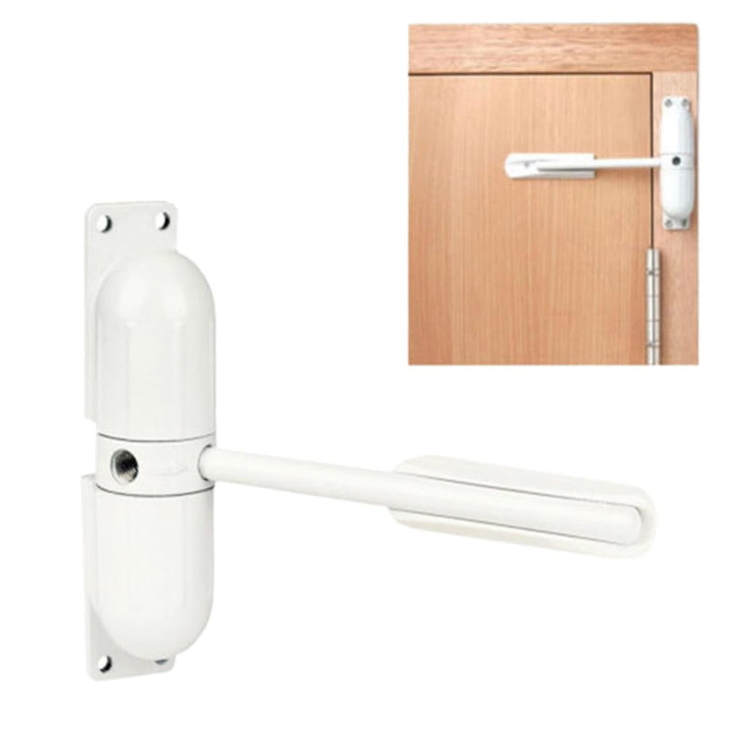 Door Closer Automatic Safety Spring Door Closer – Easy to Install to Convert Hinged Doors to Self-Closing– White