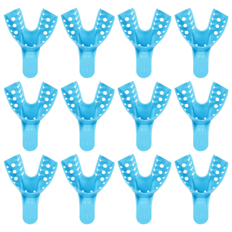 JMU Dental Impression Tray 12 Pcs, Perforated Disposable Impression Trays, 4 Medium Lower #4